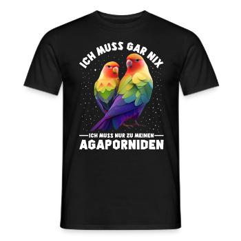 Liebesvögel Muss gar nix Nur zu meinen Agaporniden - Männer T-Shirt - Schwarz - Vorne - AI Model Male 178 light (178cm)