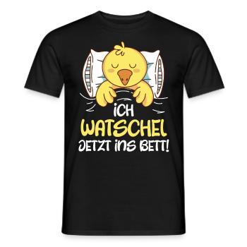 Entchen Ich watschel jetzt ins Bett! Ente Fan - Männer T-Shirt - Schwarz - Vorne - AI Model Male 178 light (178cm)