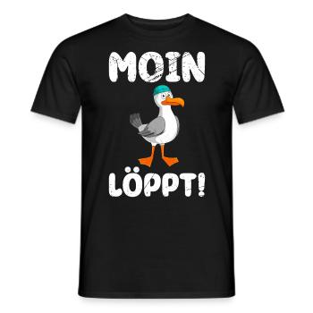 Moin Löppt! Möwen Vogelliebhaber Morgen Möwe - Männer T-Shirt - Schwarz - Vorne - AI Model Male 178 light (178cm)