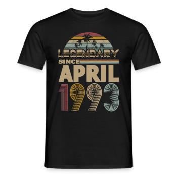 30th Birthday Vintage April 1993 Legendary 1993 - Men's T-Shirt - black - Front - AI Model Male 178 light (178cm)