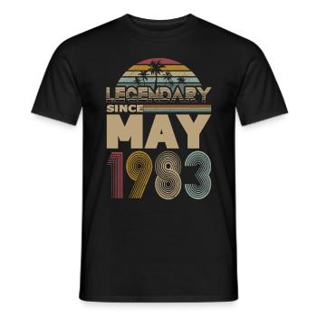 40e anniversaire né en mai 1983 légendaire 1983 - T-shirt homme - noir - Devant - AI Model Male 178 light (178cm)