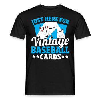 Just Here For Vintage Baseball Cards Baseball - Men's T-Shirt - black - Front - AI Model Male 178 light (178cm)