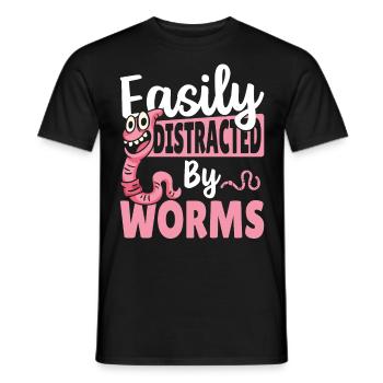 Easily Distracted By Worms Worm Farming - Men's T-Shirt - black - Front - AI Model Male 178 light (178cm)