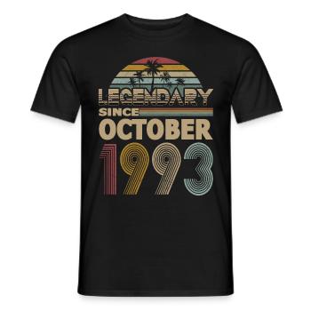 30. Geburtstag Jahrgang Oktober 1993 Legendary - Männer T-Shirt - Schwarz - Vorne - AI Model Male 178 light (178cm)