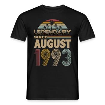 30. Geburtstag Jahrgang August 1993 Legendary 1993 - Männer T-Shirt - Schwarz - Vorne - AI Model Male 178 light (178cm)