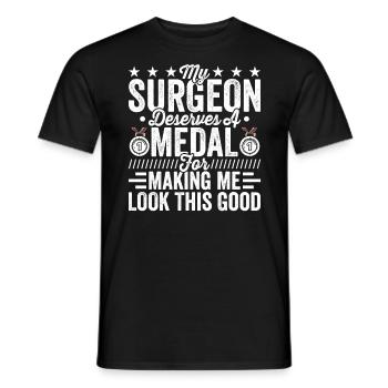 Plastic surgeon deserves medal - Men's T-Shirt - black - Front - AI Model Male 178 light (178cm)