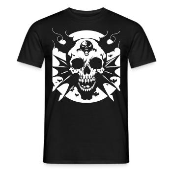 Horror Skull Skull Art Skull Gothic Heavy Metal - Men's T-Shirt - black - Front - AI Model Male 178 light (178cm)