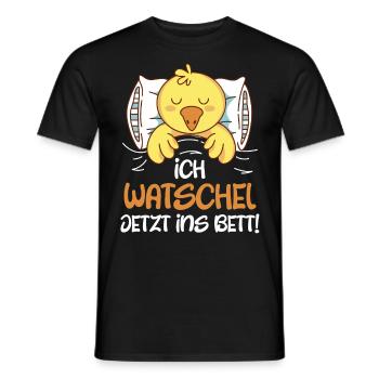 Entchen Ich watschel jetzt ins Bett! Ente Fan - Männer T-Shirt - Schwarz - Vorne - AI Model Male 178 light (178cm)