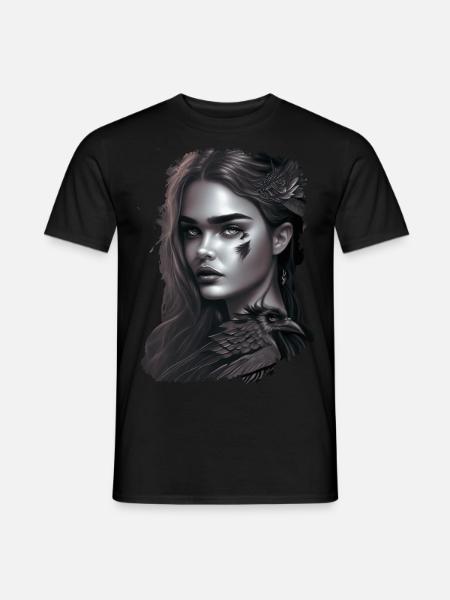 fantasy girl dark black and white - Männer T-Shirt - Schwarz