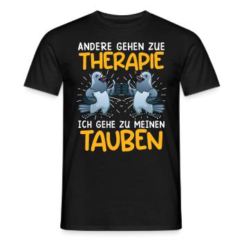 Taubenhalter Others go to Therapy I go to Pigeons - Männer T-Shirt - Schwarz - Vorne - AI Model Male 178 light (178cm)