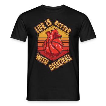 Basketball Heart Basketball Player Sport Fan Vintage - Men's T-Shirt - black - Front - AI Model Male 178 light (178cm)