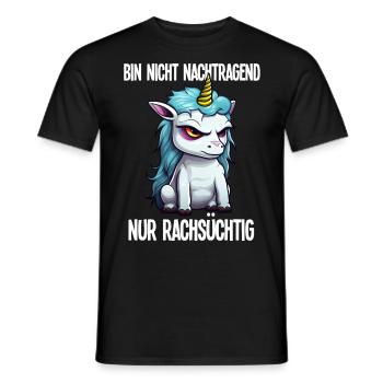 Einhorn Spruch Nicht Nachtragend Nur Rachsüchtig - Männer T-Shirt - Schwarz - Vorne - AI Model Male 178 light (178cm)