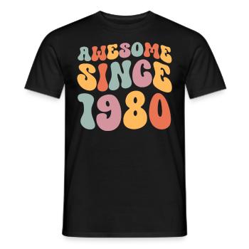 1980 ' s Vintage Anniversaire Groovy Vintage Rétro - T-shirt homme - noir - Devant - AI Model Male 178 light (178cm)