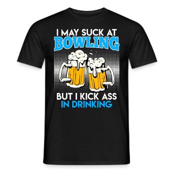 Bowler Suck in Bowling Kick Ass in Drinking - Men's T-Shirt - black - Front - AI Model Male 178 light (178cm)