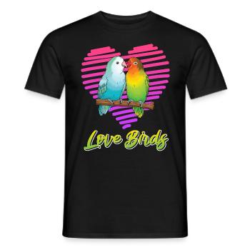 Inséparables Perroquets Amis Oiseaux Amis Oiseaux - T-shirt homme - noir - Devant - AI Model Male 178 light (178cm)
