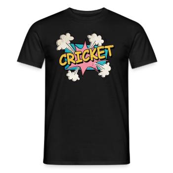 Cricket Pop Art Cartoon Comic Font Sports - Men's T-Shirt - black - Front - AI Model Male 178 light (178cm)