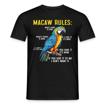 Macaw Regeln Ara Papagei Halter Vogelfreund - Männer T-Shirt - Schwarz - Vorne - AI Model Male 178 light (178cm)