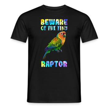 Lovebird Beware of the Tiny Raptor Liebesvögel - Men's T-Shirt - black - Front - AI Model Male 178 light (178cm)