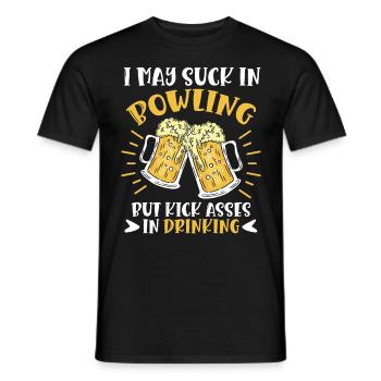 Bowling Player I may Suck in Bowling Beer Fan - Men's T-Shirt - black - Front - AI Model Male 178 light (178cm)