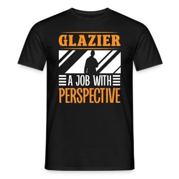 Glaser Glazier Job With Perspective Glaserarbeiter - Men's T-Shirt - black - Front - AI Model Male 178 light (178cm)