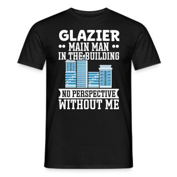 Glaser Glazier Main Man In The Building Fensterbau - Men's T-Shirt - black - Front - AI Model Male 178 light (178cm)