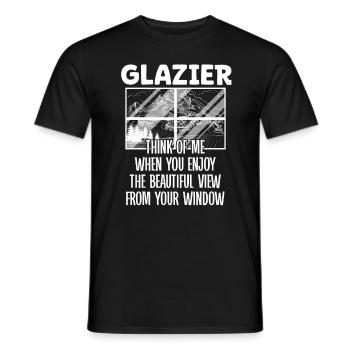 Glaser Glazier Think Of Me Glaserarbeiter Glas - Men's T-Shirt - black - Front - AI Model Male 178 light (178cm)