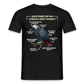 Grau Papagei Anatomy of an African Grey Parrot - Männer T-Shirt - Schwarz - Vorne - AI Model Male 178 light (178cm)