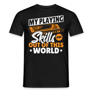 My Playing Skills Are Out Of This World Harmonica - Men's T-Shirt - black - Front - AI Model Male 178 light (178cm)