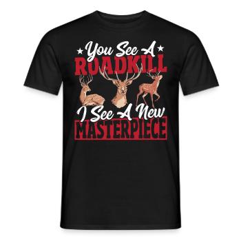 Du siehst einen überfahrenen Tierkörper, ich sehe - Männer T-Shirt - Schwarz - Vorne - AI Model Male 178 light (178cm)