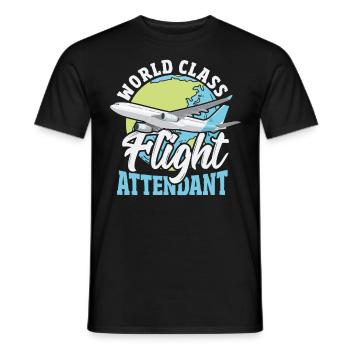 Aviation d’agent de bord de classe mondiale - T-shirt homme - noir - Devant - AI Model Male 178 light (178cm)