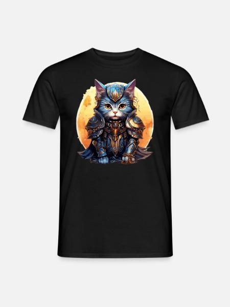 Katze in Ritter Rüstung,Ai Gen - Männer T-Shirt - Schwarz