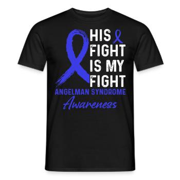 His Fight Against Angelman Syndrome Awareness - Men's T-Shirt - black - Front - AI Model Male 178 light (178cm)