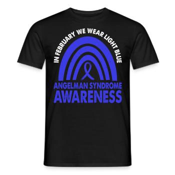 In February, we wear light blue Angelman syndrome - Men's T-Shirt - black - Front - AI Model Male 178 light (178cm)