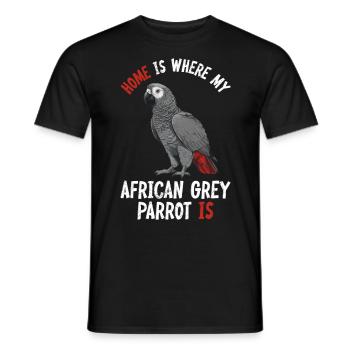 La maison est l’endroit où mon perroquet gris est amoureux des oiseaux - T-shirt homme - noir - Devant - AI Model Male 178 light (178cm)