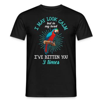 Aras I may look Calm but I ́ve bitten you 3 times - Men's T-Shirt - black - Front - AI Model Male 178 light (178cm)