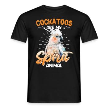 Kakadu Vogel Cockatoos are my Spirit Animal - Men's T-Shirt - black - Front - AI Model Male 178 light (178cm)