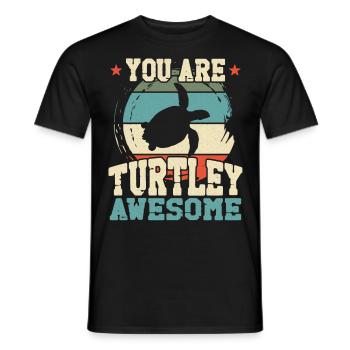 Tortue de mer Tortue Jeu de mots Rétro - T-shirt homme - noir - Devant - AI Model Male 178 light (178cm)