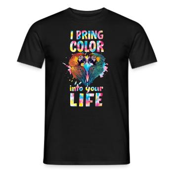 Macaw Parrot I bring Color into your Life Parrots - Men's T-Shirt - black - Front - AI Model Male 178 light (178cm)