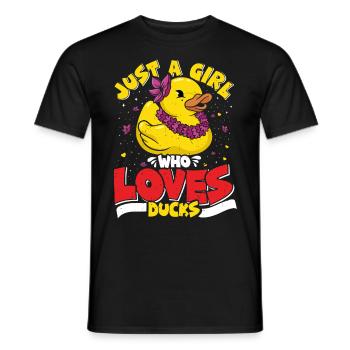 Just a girl who loves ducks duck lovers - Men's T-Shirt - black - Front - AI Model Male 178 light (178cm)