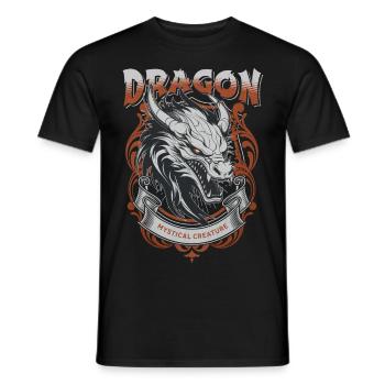 Dragon Fantasy Magic Mysticism Creature Animal Vintage - Men's T-Shirt - black - Front - AI Model Male 178 light (178cm)