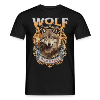 Wolf Wolf’s Head Nature Wilderness Adventure Art forestier - T-shirt homme - noir - Devant - AI Model Male 178 light (178cm)