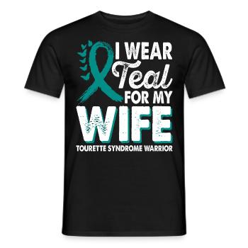 Tragen Sie Blaugrün Für Ehefrau Tourette-syndrom - Männer T-Shirt - Schwarz - Vorne - AI Model Male 178 light (178cm)