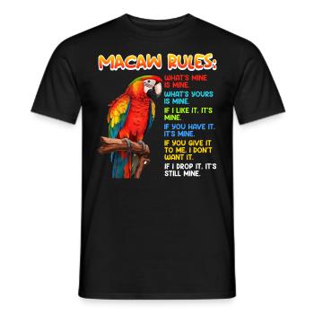 Macaw Regeln Papagei Fan Aras Vogelliebhaber - Männer T-Shirt - Schwarz - Vorne - AI Model Male 178 light (178cm)