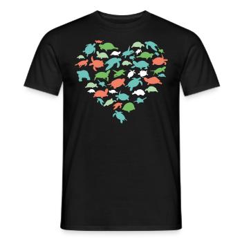 Sea Turtle Tortoise Heart - Men's T-Shirt - black - Front - AI Model Male 178 light (178cm)