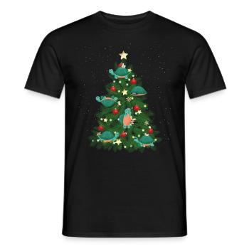 Sea Turtle Tortoise Christmas Tree - Men's T-Shirt - black - Front - AI Model Male 178 light (178cm)