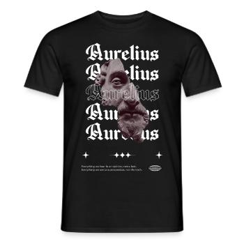 Marcus Aurelius, Stoic Streetwear - Men's T-Shirt - black - Front - AI Model Male 178 light (178cm)
