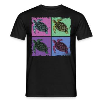 Sea Turtle Tortoise Retro Vintage - T-shirt homme - noir - Devant - AI Model Male 178 light (178cm)