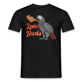 Liebe tut Weh Grau Papagei Halter African Grey - Männer T-Shirt - Schwarz - Vorne - AI Model Male 178 light (178cm)