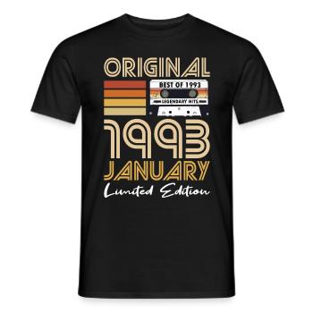 30th Birthday Year January 1993 Original 1993 - Men's T-Shirt - black - Front - AI Model Male 178 light (178cm)