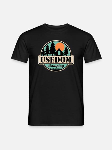 Usedom Camping - Männer T-Shirt - Schwarz